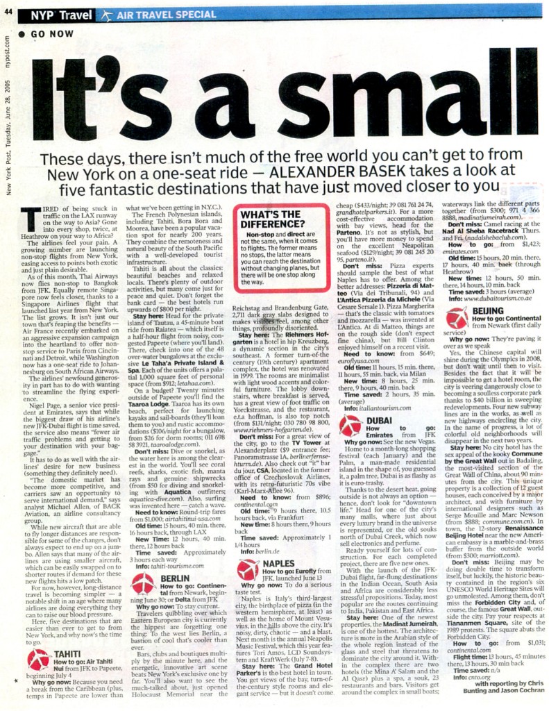 It's a Small World article from New York Post - Page 1