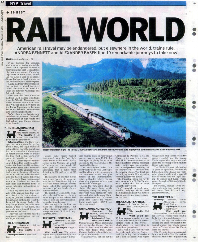 Rail World article from New York Post - Page 1