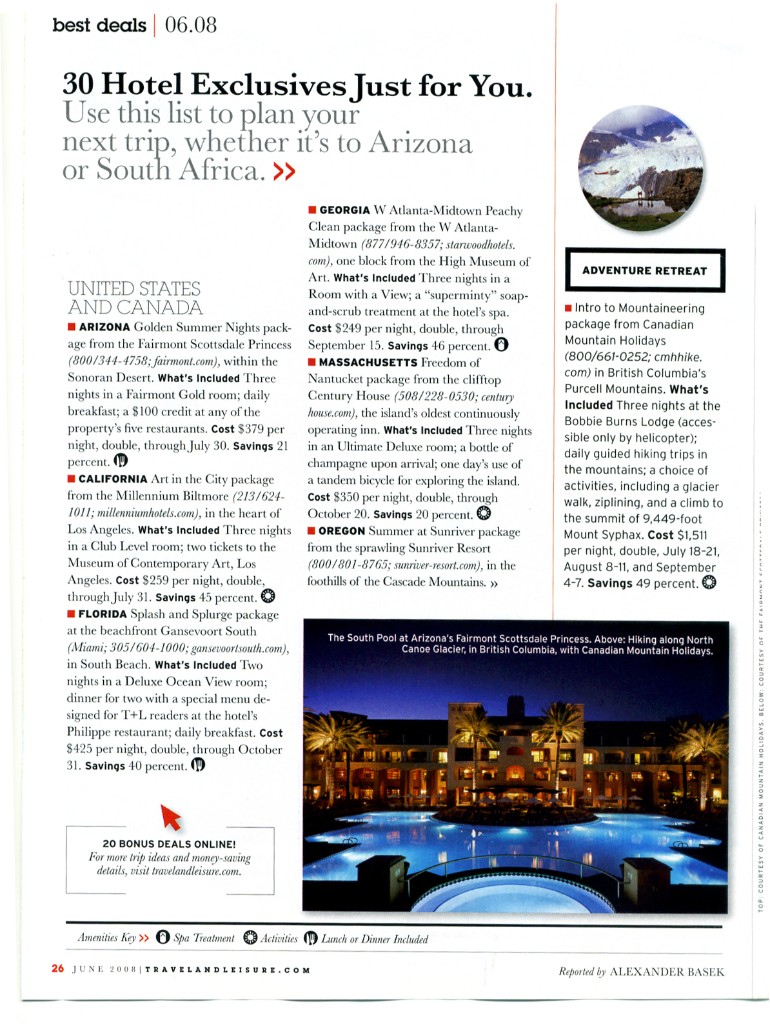 Travel + Leisure Best Deals June 2008 Page 1