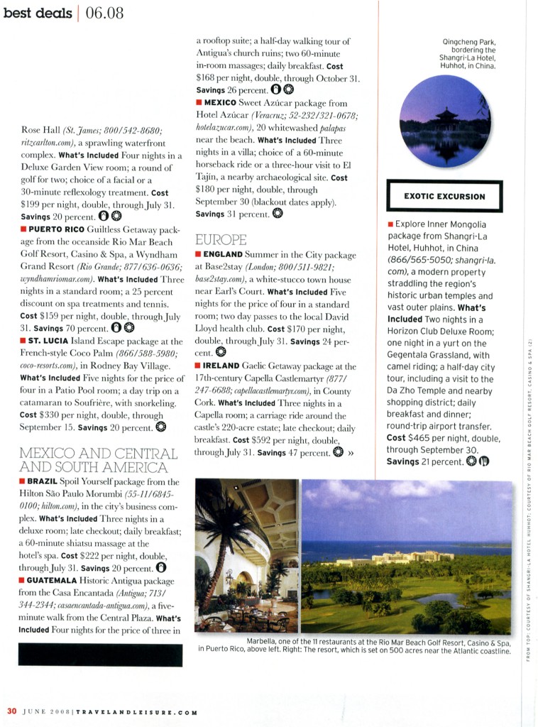 Travel + Leisure Best Deals June 2008 Page 3