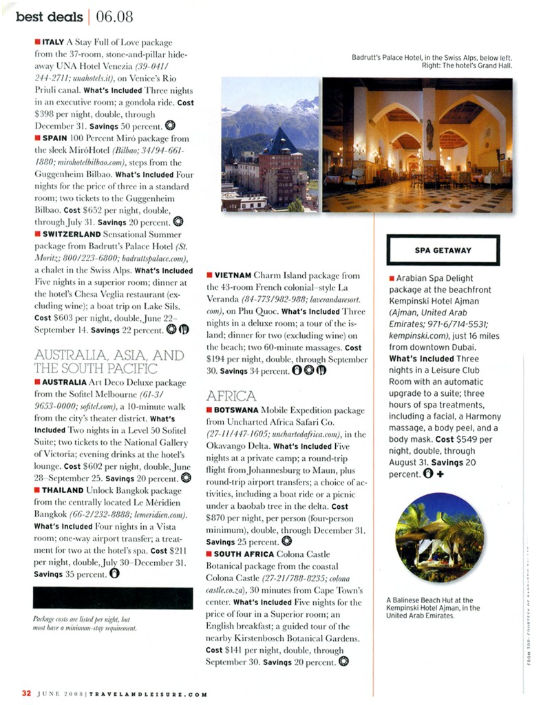 Travel + Leisure Best Deals June 2008 Page 4