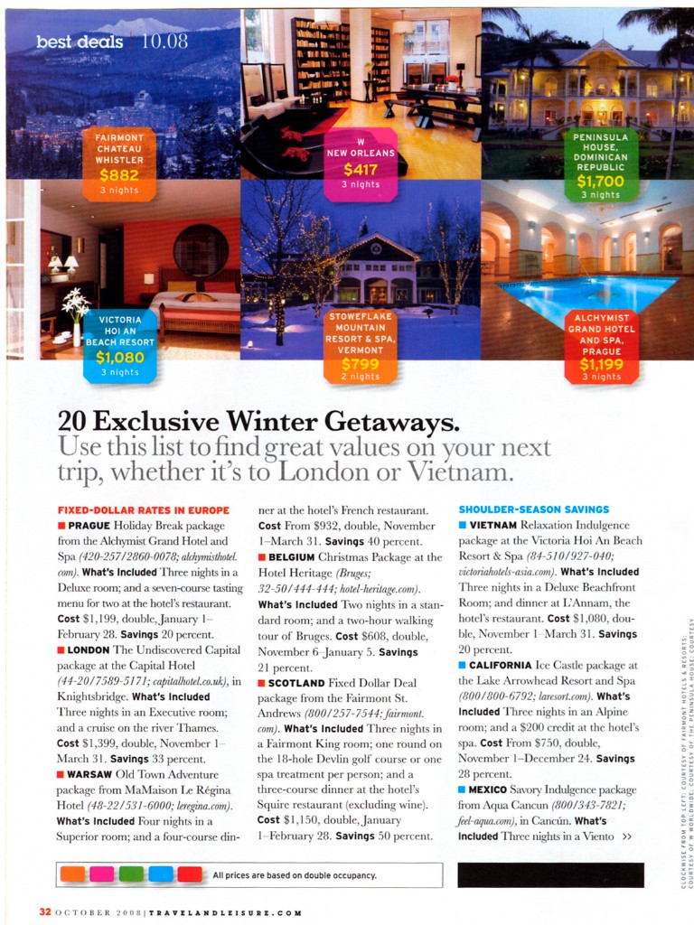 Travel + Leisure Best Deals October 2008 Page 1